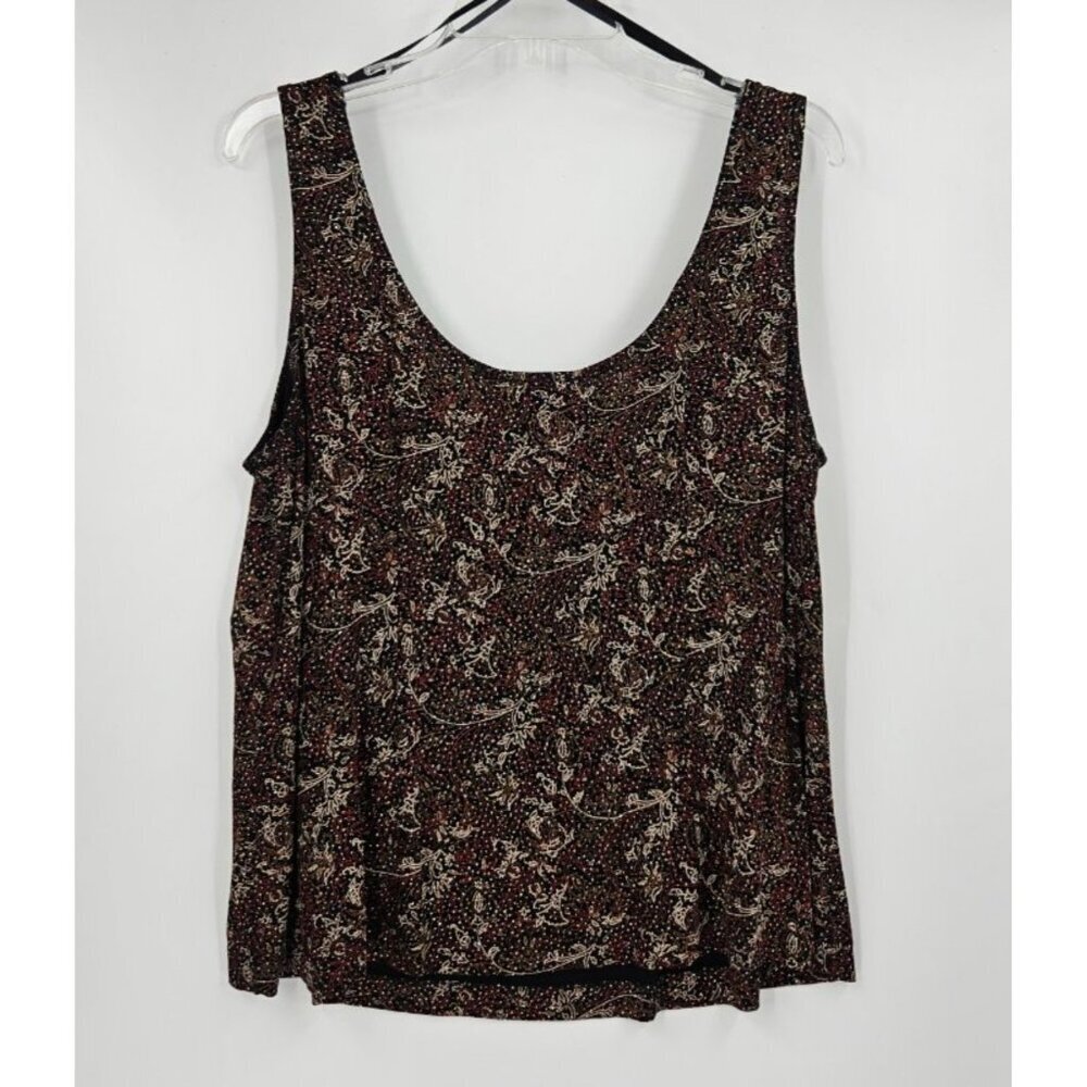 Alex Evenings Metallic 3 Piece Blazer/Tank/Skirt Abstract Shades of Brown Sz 1X - Picture 7 of 8